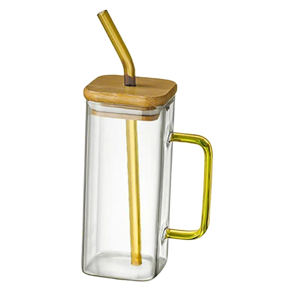 Dependable Maxbell 400ml milk Cup Drinkware Clear Square for Breakfast Tea Water Juice Yellow Durable