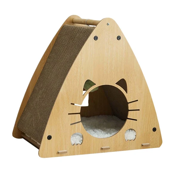 Solid Maxbell Triangle Cat Scratcher Box Lounge Bed Corrugated Cardboard Widely Used with Cushion Premium