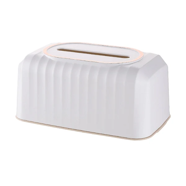 Effective Maxbell Striped Design Tissue Box Cover Case for Living Room Durable Decorative White Authentic