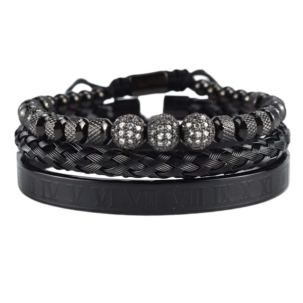 Fast Maxbell Braided Bracelet Set Woven Cuff Wrap Bracelet Wristbands Women Men Black Rome color Reliable