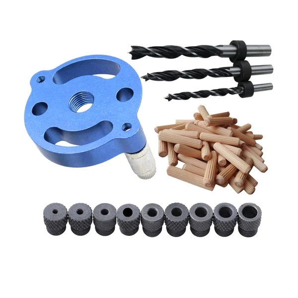 Unique Maxbell Wood Hole Dowel Drill Guide Set 3 Hole Drill Bit Guide Jig Anodized Surface Blue Expertly Made