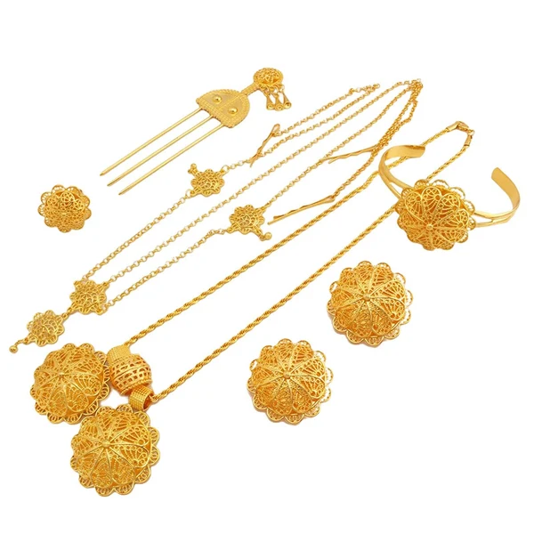 Green Maxbell African Jewelry Sets Necklace Hairpin Bangles Earrings 6Pcs Set Exquisite Sustainable