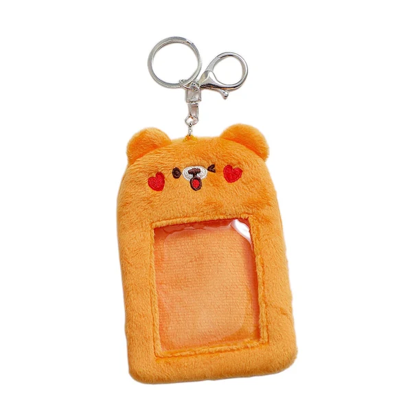Sophisticated Maxbell Plush Keychain Holder Photo Sleeves Plush Protective Case for Bus Card yellow Premium