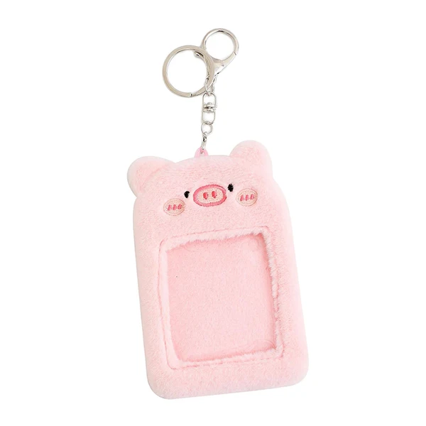 Consistent Maxbell Plush Keychain Holder Photo Sleeves Plush Protective Case for Bus Card pink Efficient