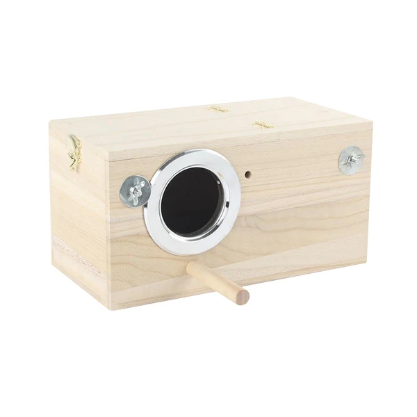Elite Maxbell Wood Parrot Nest Birds Breeding Box Parrot Hatching House with Perch Durable M Left Opening Fashionable