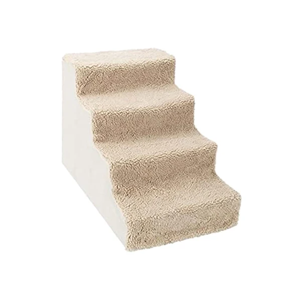 Premium Material Maxbell Comfortable Dog Stairs Ladder Ramp Detachable Warm Cover Washable for Bed White High-Grade