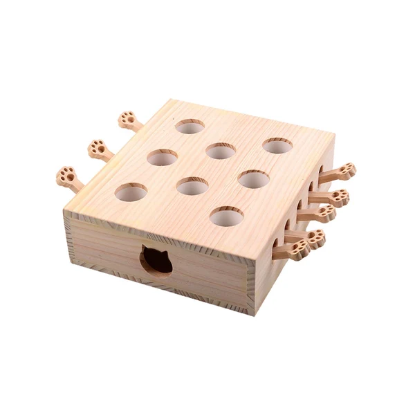 Superior Maxbell Wooden Cat Toys Whack Mole Kitty Catching Maze Box Pet Supplies Interactive Mice Shape Green
