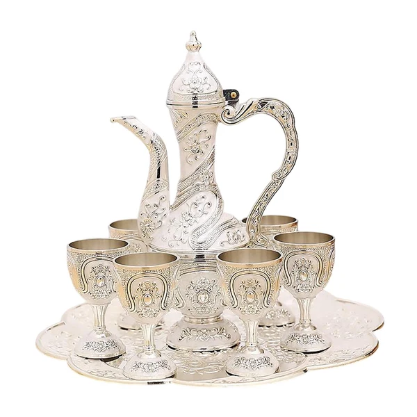 Classic Maxbell Vintage Turkish Coffee Pot Set Model Medium Tea Sets Drinkware Wedding Gift Argent White Responsible