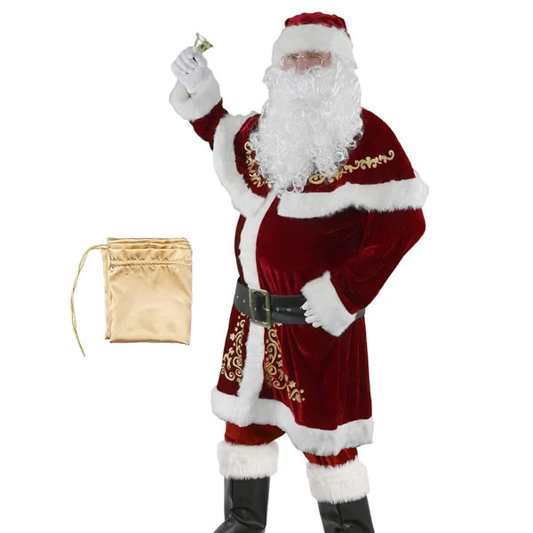 Lightweight Maxbell Men Adult Santa Claus Costume Bell Hat Glasses for Holidays Xmas XXXL Luxury