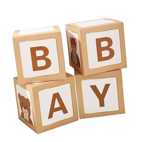 Trendy Maxbell 4x Baby Boxes Reusable Balloons Boxes for Xmas Holiday Photography Props Light Brown Durable