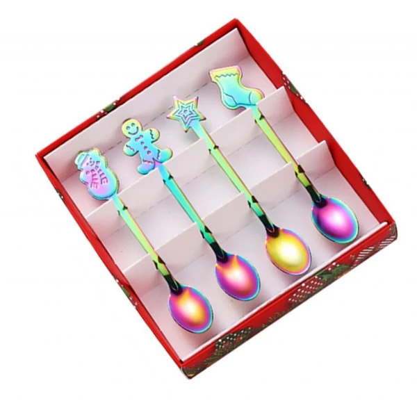 Long-Lasting Maxbell 4 Stirring Spoon Home Ornament with Gift Box for Wedding Colorful Smart