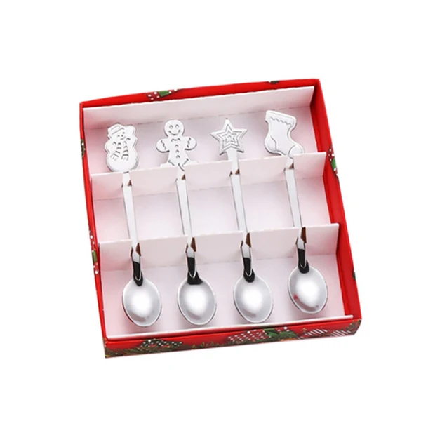 Fashionable Maxbell 4 Stirring Spoon Home Ornament with Gift Box for Wedding Argent Prestigious