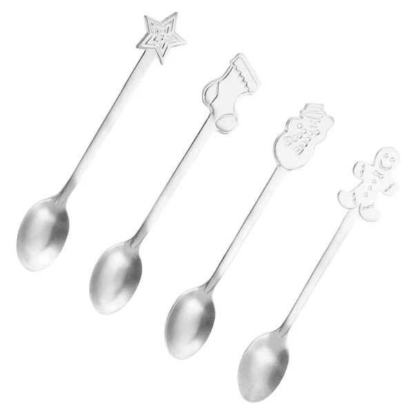 Trusted Maxbell 4x Dessert Teaspoons Christmas Metal Spoons Set for Latte Coffee Argent Original