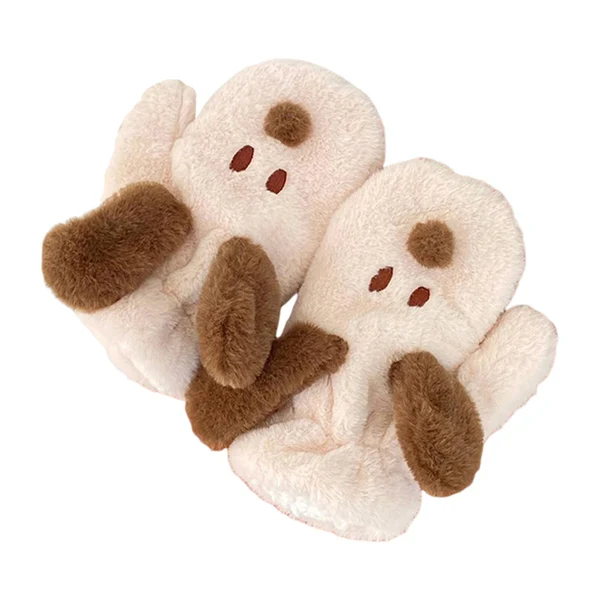 Traditional Maxbell Women's Cute Plush Gloves Warm Windproof Soft for Winter Cycling Light brown Smooth