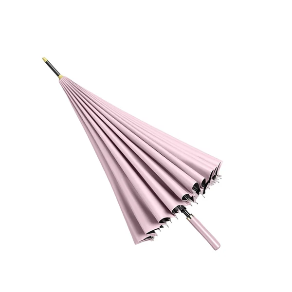Expertly Made Maxbell 24 Ribs Straight Handle Umbrella Large Auto Open for Outdoor Fishing Travel Pink Premium