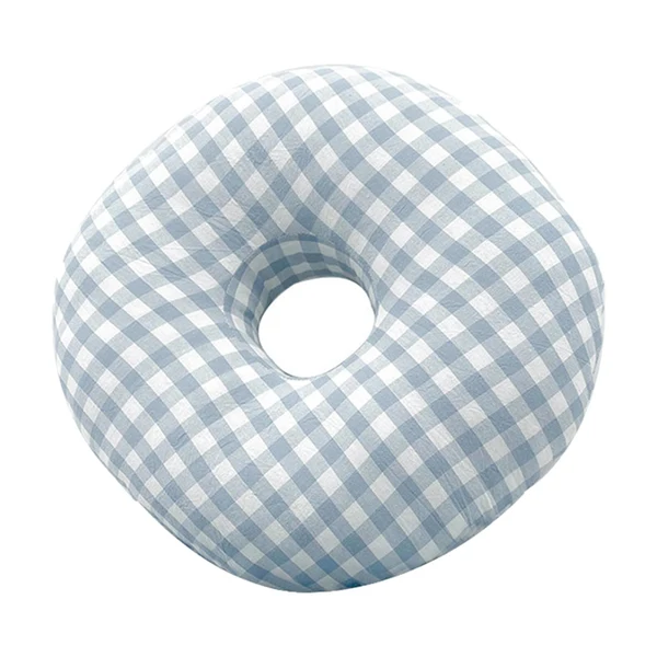 Elegant Maxbell O Shaped Ear Piercing Pillow with A Hole Soft for Side Sleepers Relaxation Blue Plaid Fast
