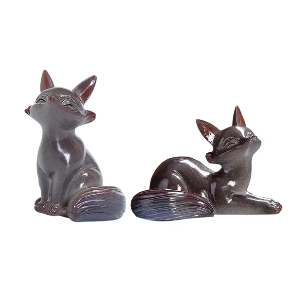 Fashionable Maxbell Fox Tea Pet Miniature Sculpture Color Changing Artwork for Teahouse Tearoom Fox A and B Official