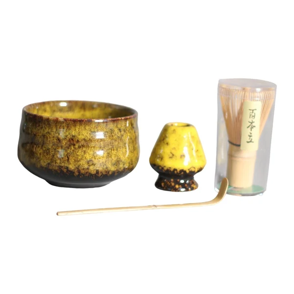 Prestigious Maxbell 4Pcs Japanese Matcha Set Matcha Traditional Japanese Tea Ceremony Yellow Outstanding