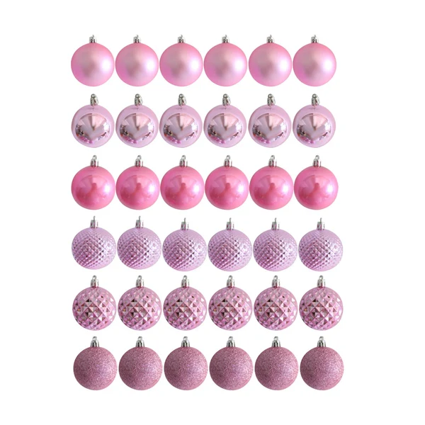 Genuine Maxbell 36x Christmas Balls Ornaments Hanging Pendants Decorative Bauble for Wreath Pink High-Quality