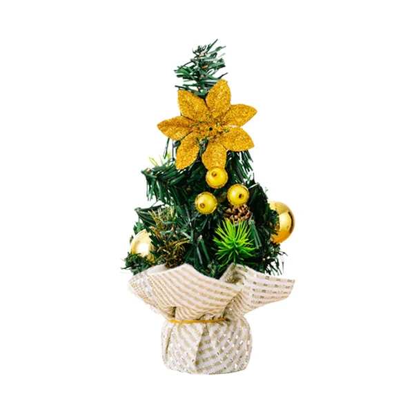 Casual Maxbell Mini Artificial Christmas Tree Hanging Ornaments for Countertop Indoor Desk Yellow Premium Material