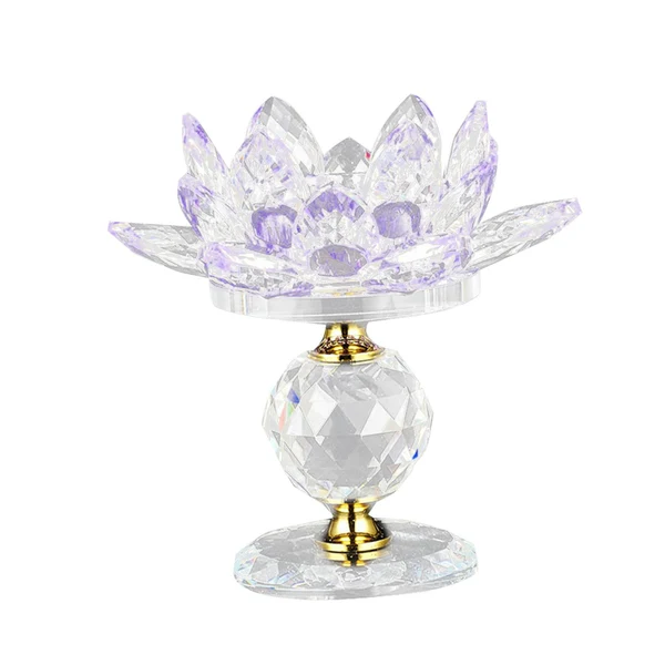 Environmentally Friendly Glass Lotus Tealight Candle Holder Candlestick for Home Party Decoration Purple Efficient