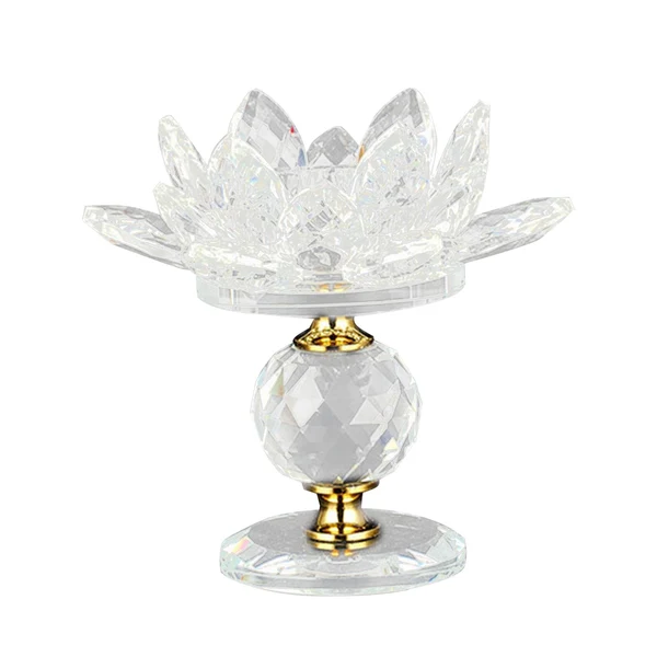 Secure Glass Lotus Tealight Candle Holder Candlestick for Home Party Decoration Clear Proven