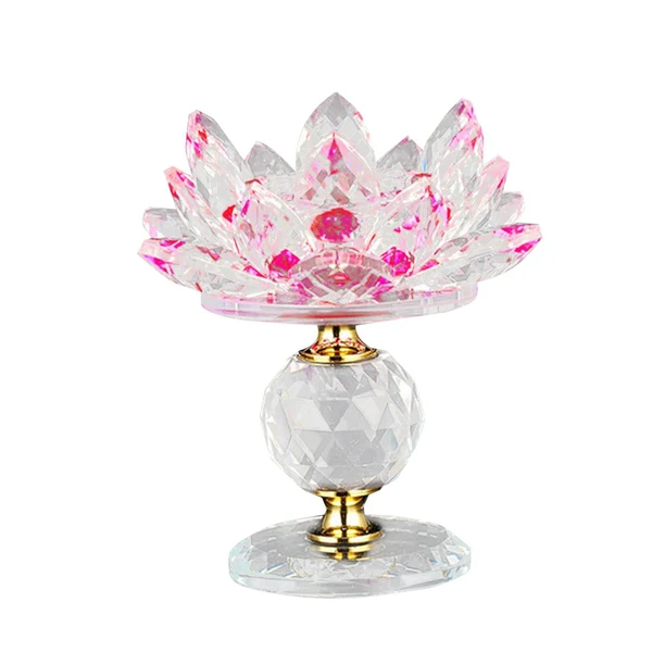 Eco-Friendly Glass Lotus Tealight Candle Holder Candlestick for Home Party Decoration Pink Classic