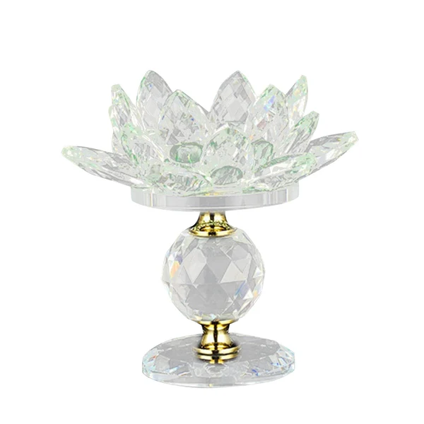 Advanced Glass Lotus Tealight Candle Holder Candlestick for Home Party Decoration Green Original Design