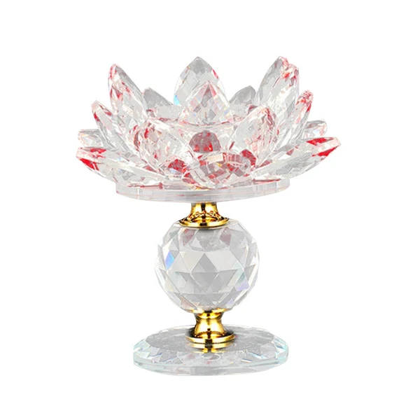 Trusted Glass Lotus Tealight Candle Holder Candlestick for Home Party Decoration Red Smart