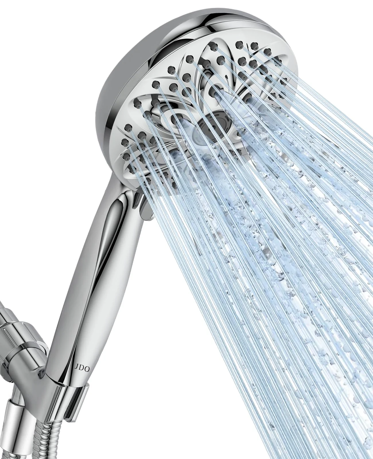 Original Design JDO 6-Setting High Pressure Handheld Shower Head – 4.7 Chrome Detachable Set with 59 Stainless Steel Hose Adjustable Holder Official