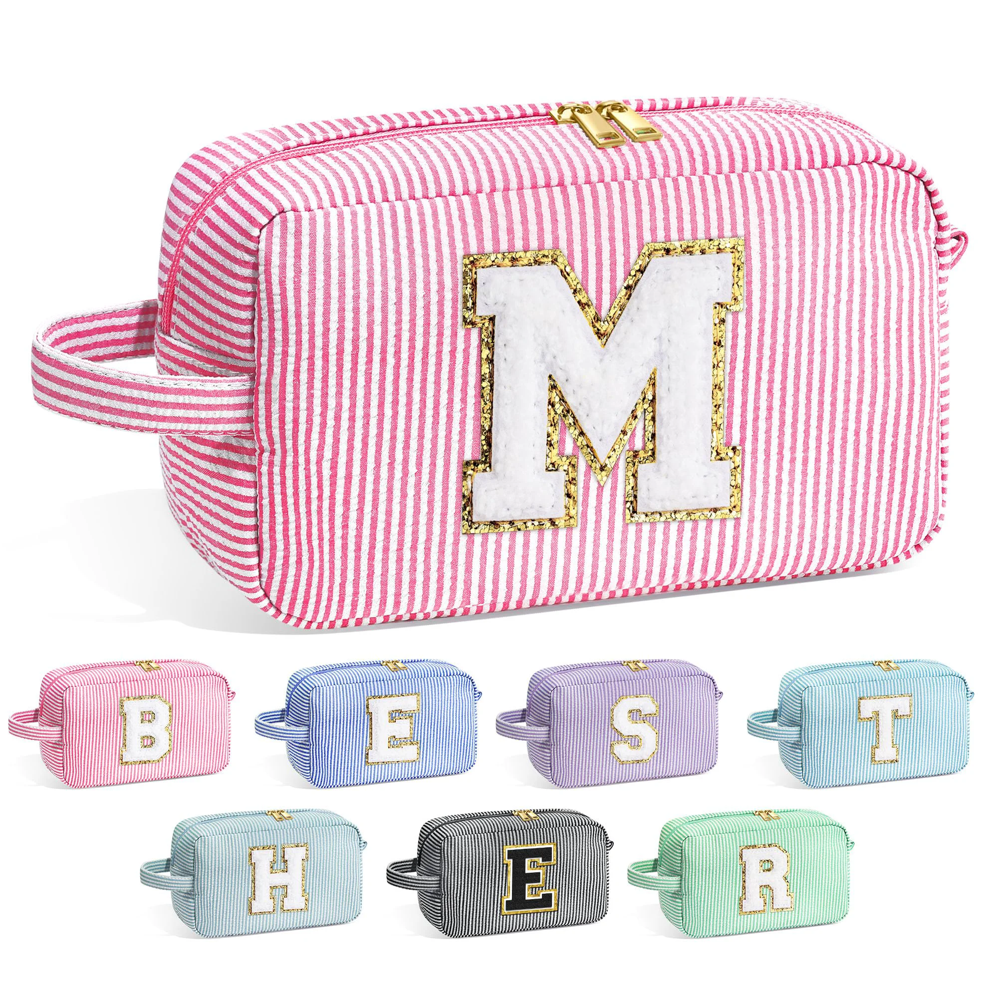 Fine Crafted YOOLIFE Birthday Gifts for Girls 4–14 – Trendy Initial Makeup Bag Cute Pink Travel Toiletry Pouch Teen Girl Gift Ideas Certified