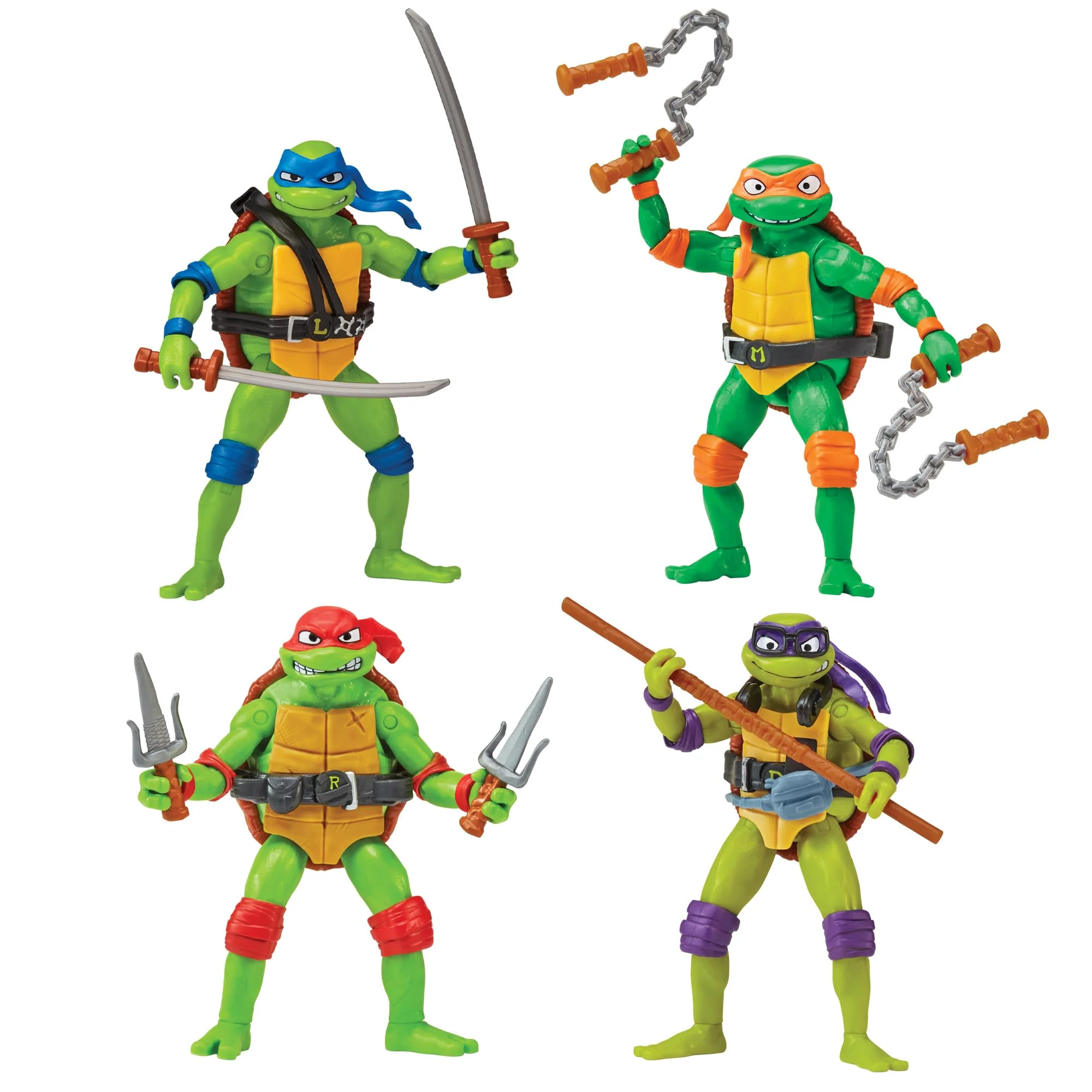 Refined Teenage Mutant Ninja Turtles Mutant Mayhem Basic Figure Turtle 4-Pack Bundle by Playmates Toys Smart