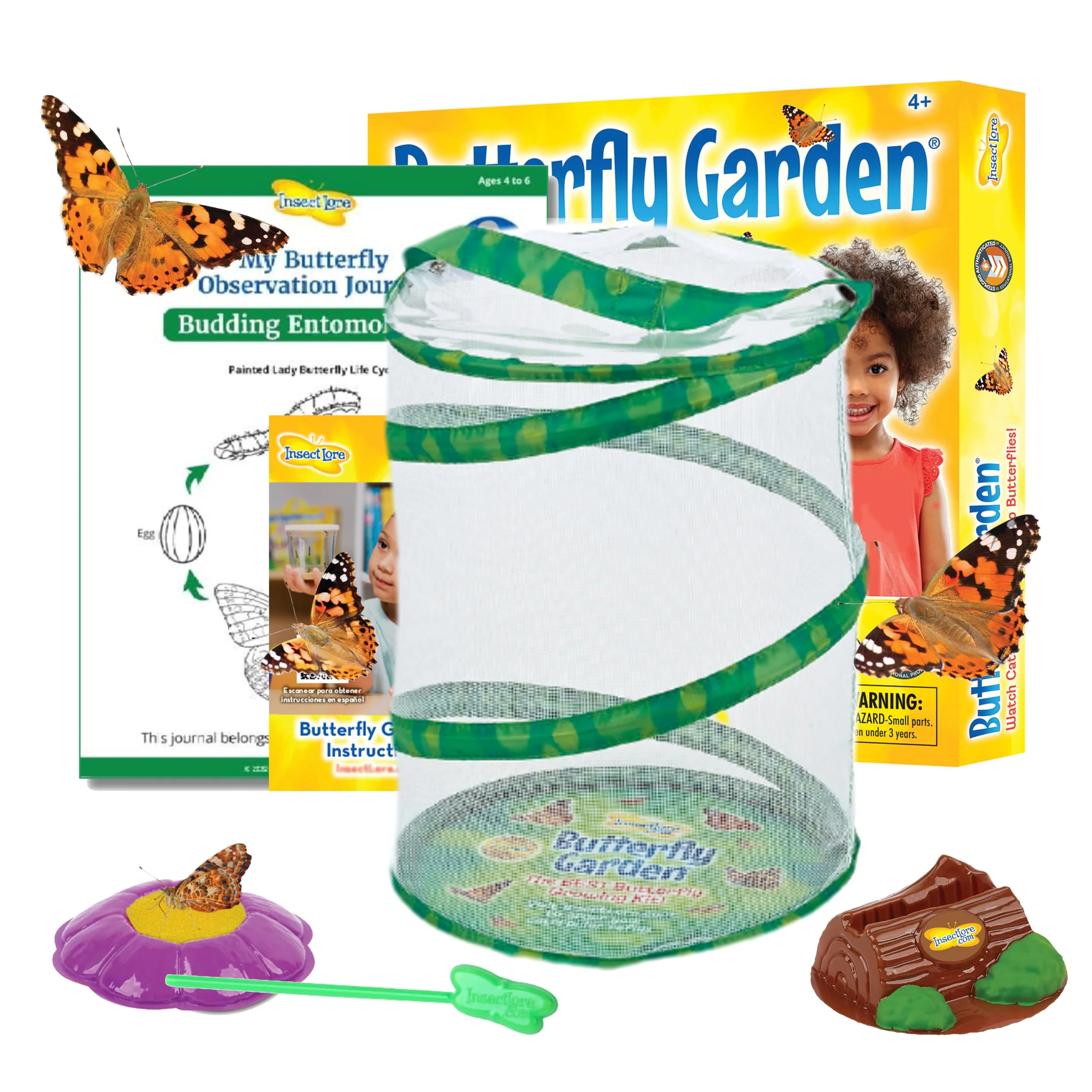 Safe Insect Lore Butterfly Garden Kit – STEM Live Butterfly Growing Habitat with Caterpillars Educational Kit for Kids Classrooms Homeschool Long-Lasting