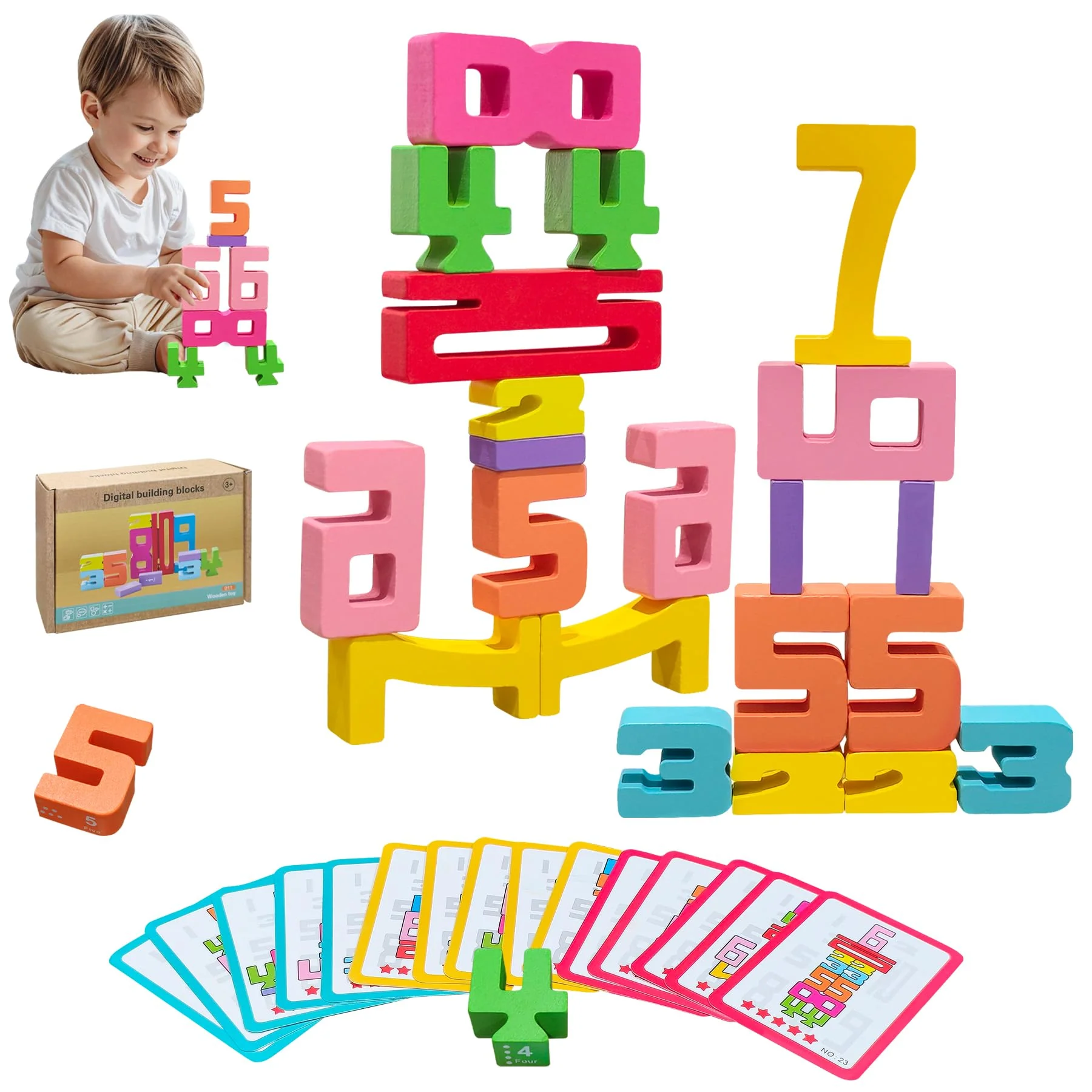 Reliable 20pcs Wooden Number Building Blocks – Montessori Math Learning Counting Toys Educational Digital Blocks for Kids Parent-Child Play Innovative
