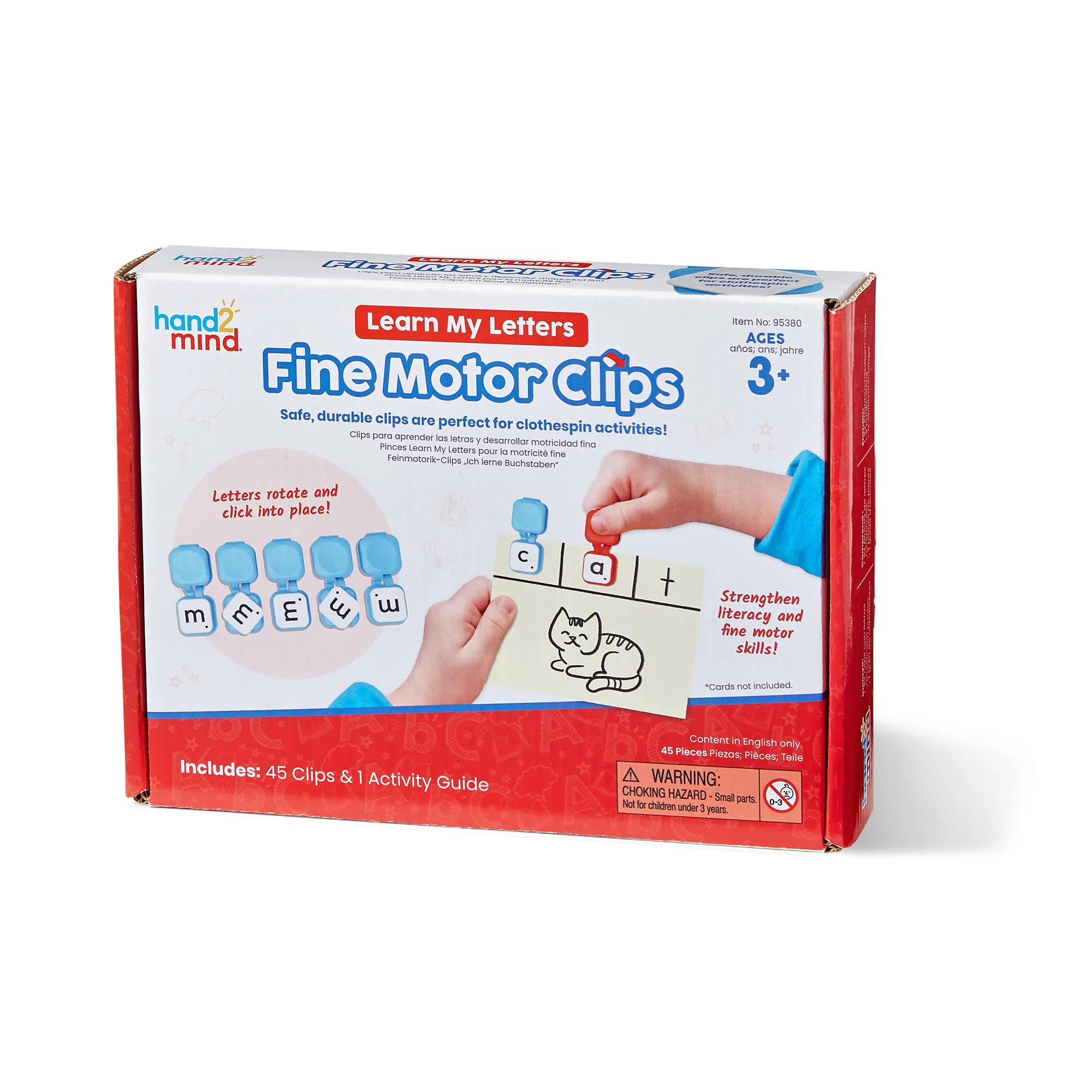 Official hand2mind Learn My Letters Fine Motor Clips – Alphabet Learning Toy for Toddlers Preschoolers Pincer Grasp Activity Reading Manipulative Artisan