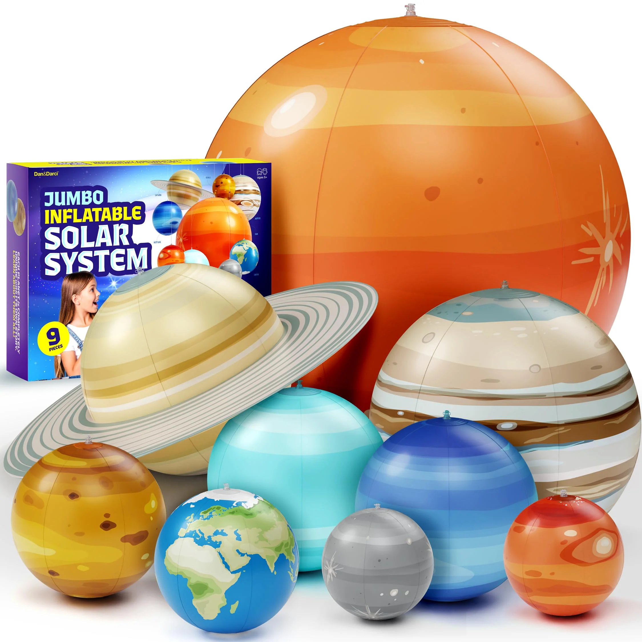Contemporary Dan Darci Inflatable Solar System Planets – Science Toy Astronomy Gift for Kids Space-Themed Room Decor Ceiling Party Decorations Ages 5–12 Versatile