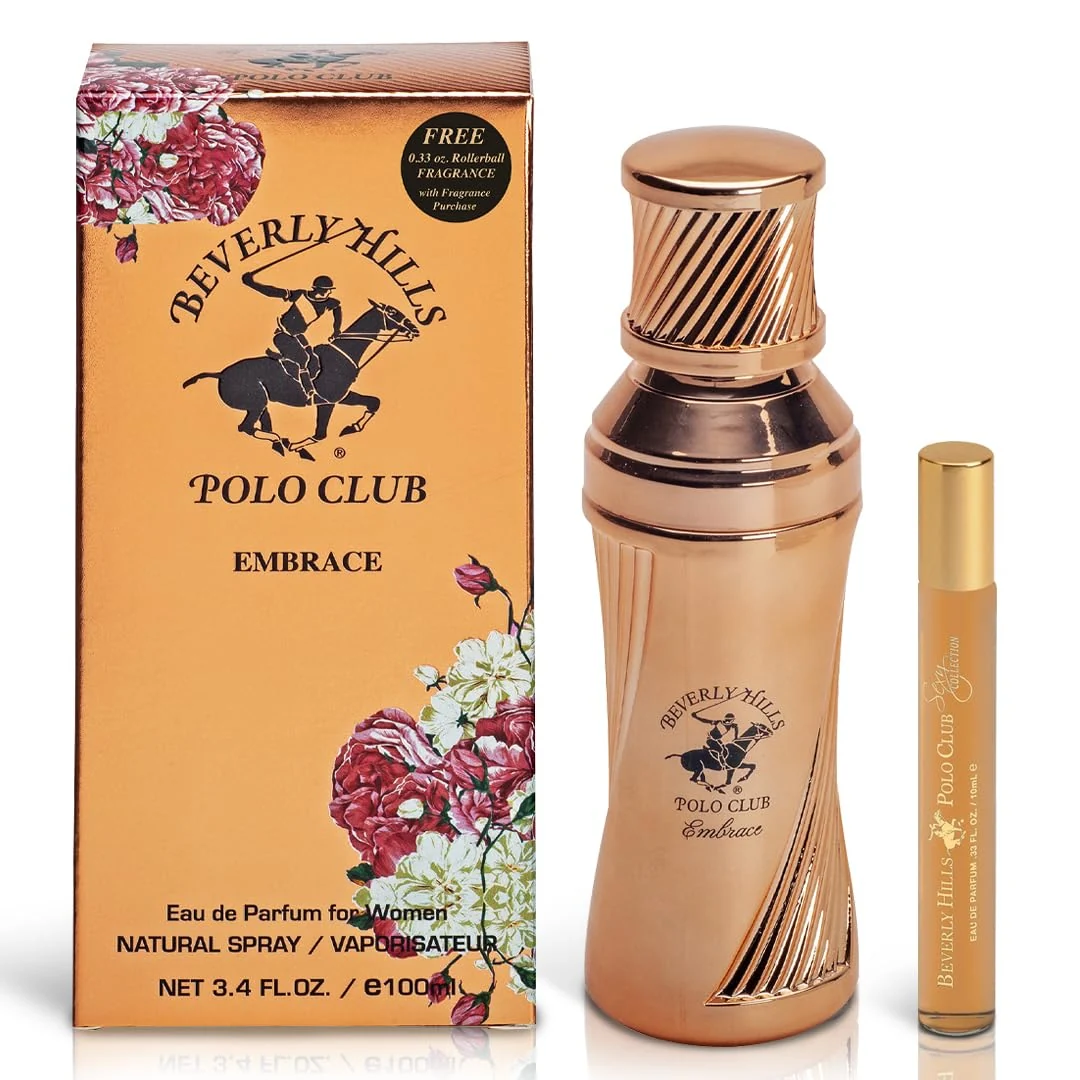 Long-Lasting Beverly Hills Polo Club Sexy EMBRACE - Cologne for Women with Notes Rose Mandarin Pink Pepper Patchouli Fresh Floral Fragrance Scent Recyclable