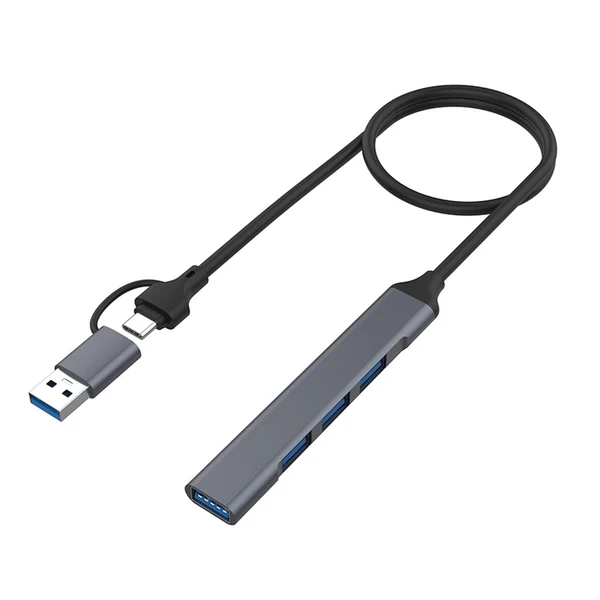 Authentic Maxbell USB A USB C Hub Extensions to USB 3.0 and USB 2.0 Adapter Gray Color Durable 4 Port Clean