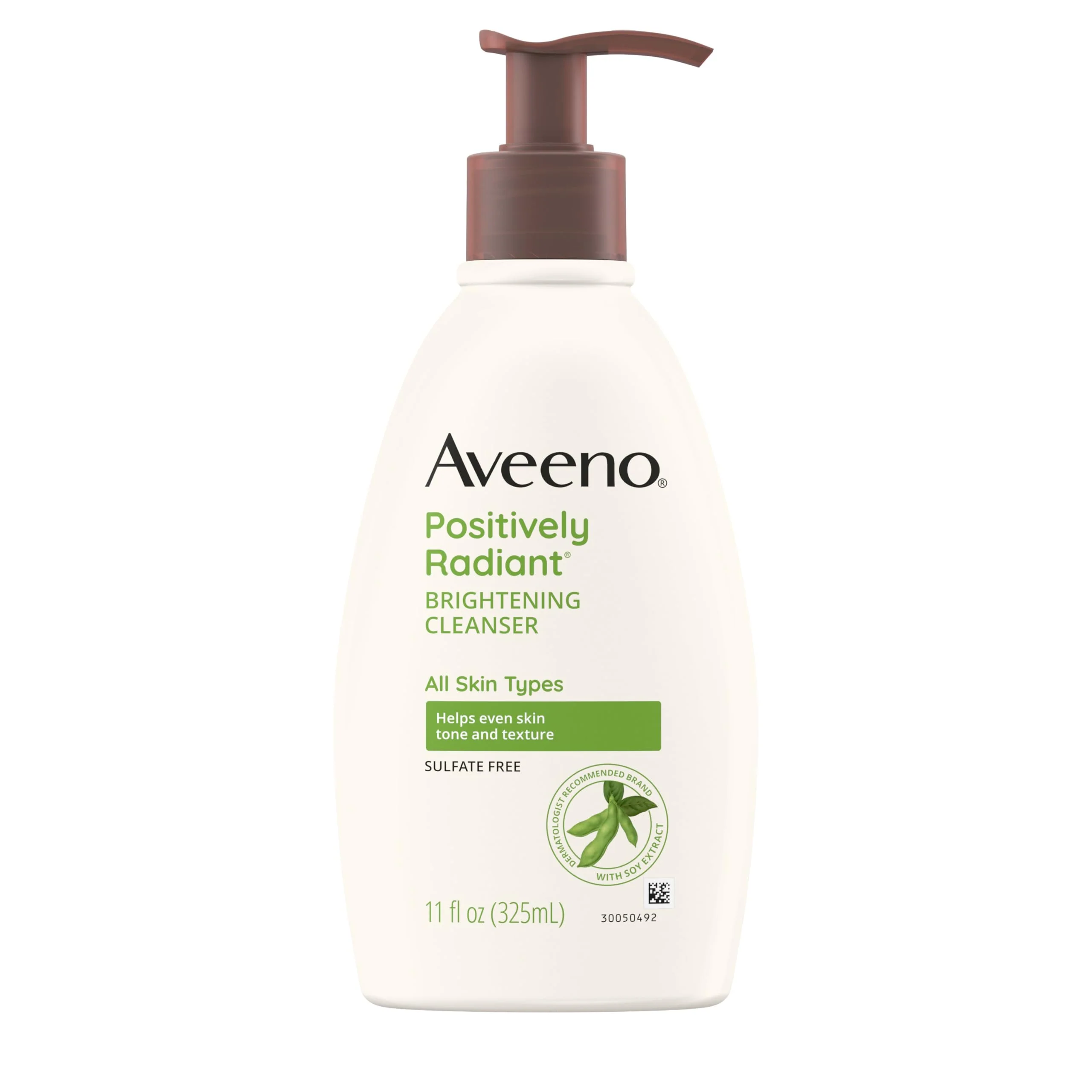 Traditional Aveeno Positively Radiant Brightening Facial Cleanser 11 oz – Moisture-Rich Soy Extract Gentle for Sensitive Skin Non-Comedogenic Hypoallergenic Top-Quality