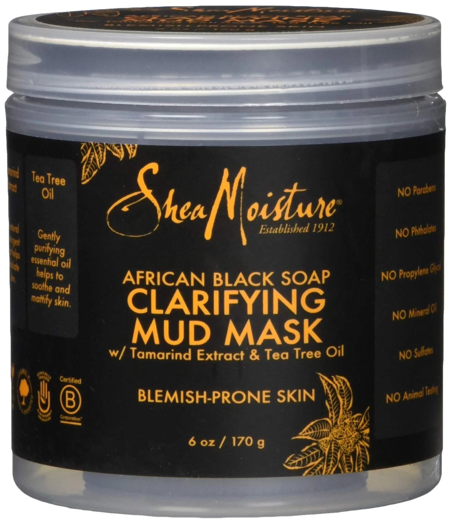 Proven SHEA MOISTURE African Black Soap Clarifying Mud Mask 6 Ounce Classic