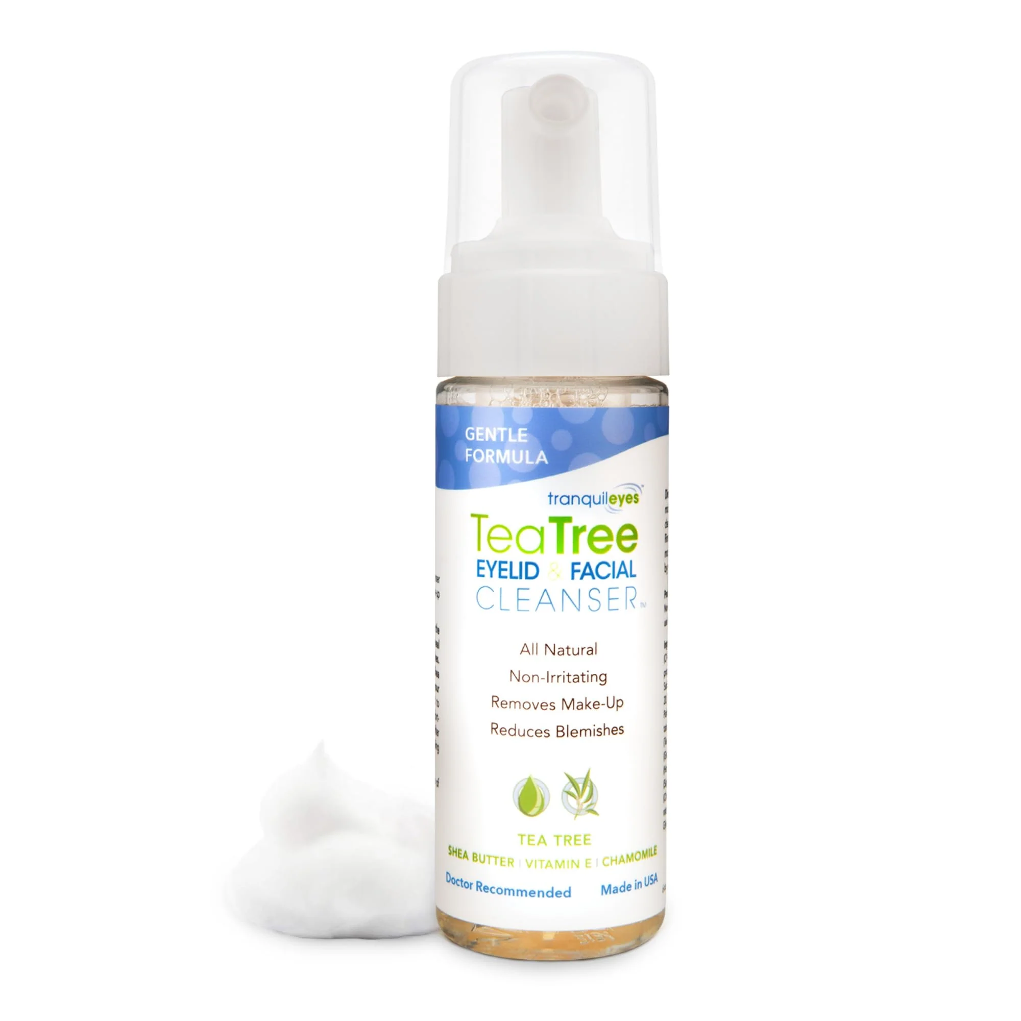 Minimalist EYEECO Gentle Tea Tree Oil Foaming Facial Cleanser – 1.6oz – Non-Irritating Eyelid Cleanser Face Wash with Tea Tree Chamomile Shea Butter Refined