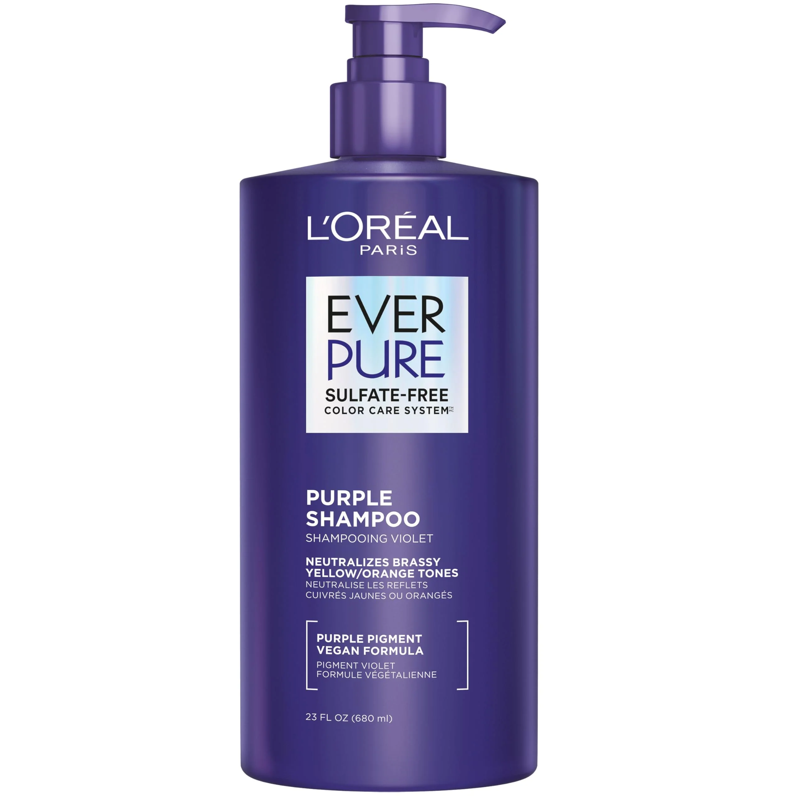 Effective L O Paris Sulfate Brass Toning Purple Shampoo for Blonde Bleached Silver or Brown Highlighted Hair EverPure 23 Fl Oz Superior