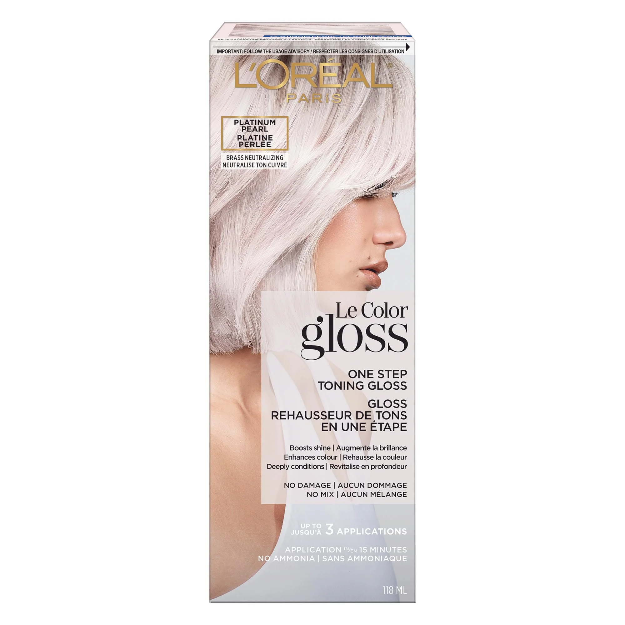 Contemporary L'O Paris Le Color Gloss One Step In-Shower Toning Hair Gloss for Bleached Hair Neutralizes Brass Conditions Boosts Shine Fine