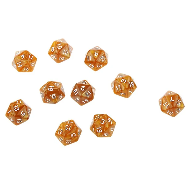Quality Maxbell Pack of 10pcs Pearl Coffee D20 Twenty Sided Game Dice D D TRPG Games Party Supplies Proven