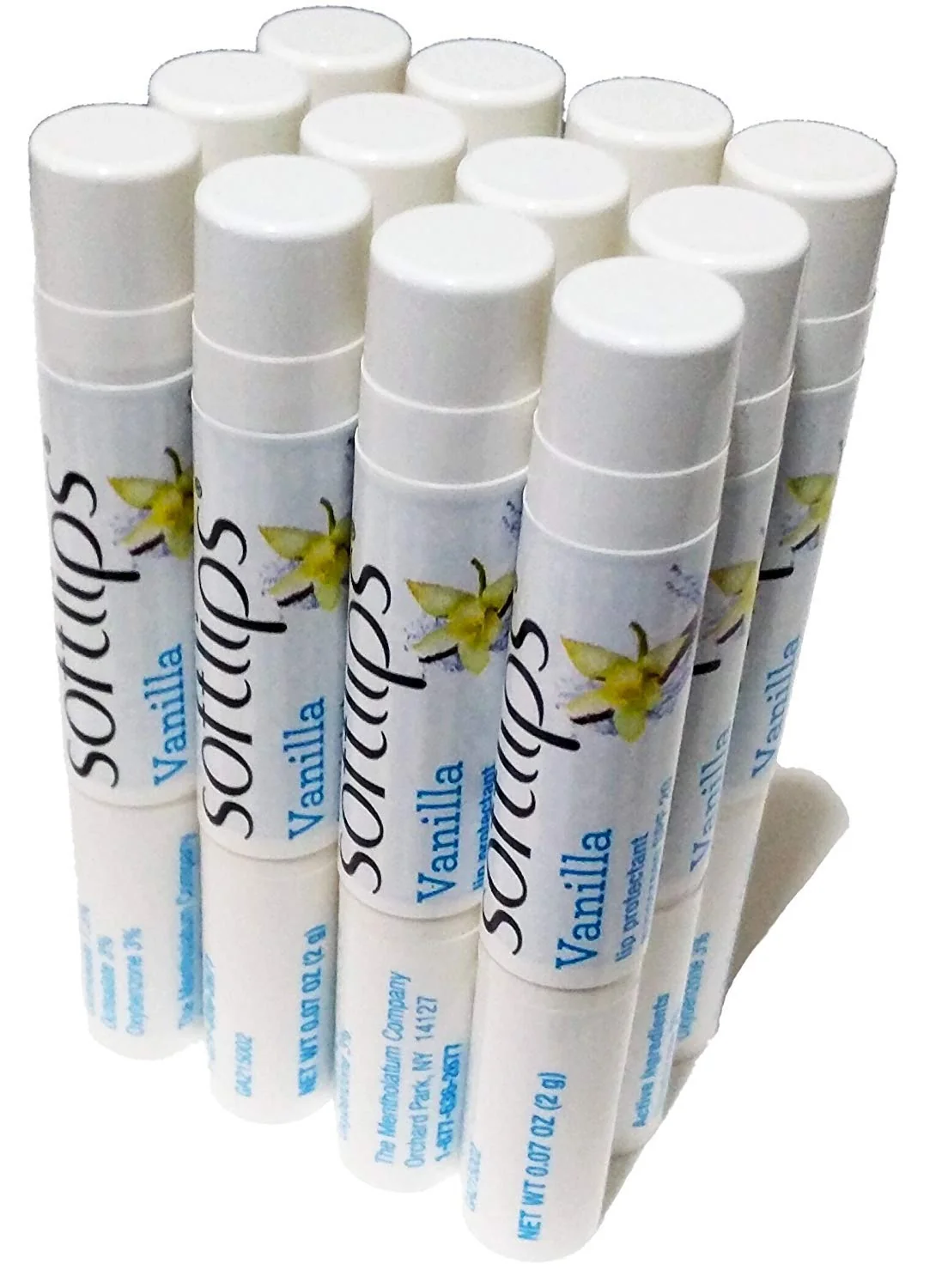 Green Softlips Lip Balm Protectant SPF 20 Vanilla Pack of 12 Sticks Versatile