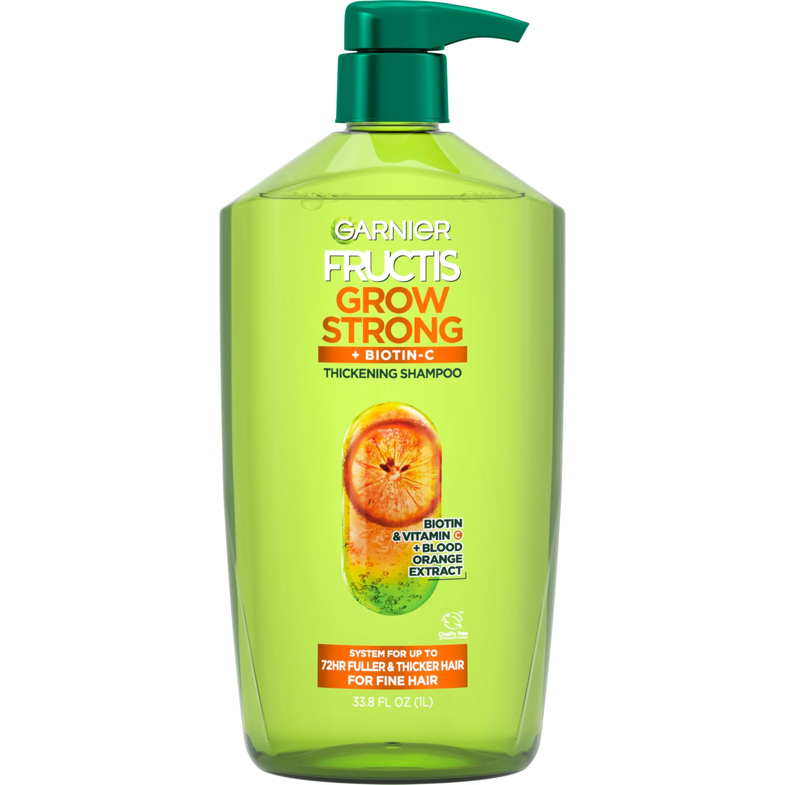 Refined Garnier Fructis Grow Strong Thickening Shampoo for Fine Hair Biotin-C 33.8 Fl Oz 1 Count Packaging May Vary Green
