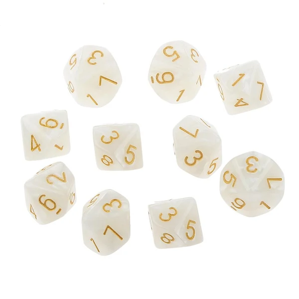 Eco-Friendly Maxbell Pack of 10pcs Pearl White D10 Ten Sided Game Dice D D TRPG Games Party Supplies Toys Long-Lasting