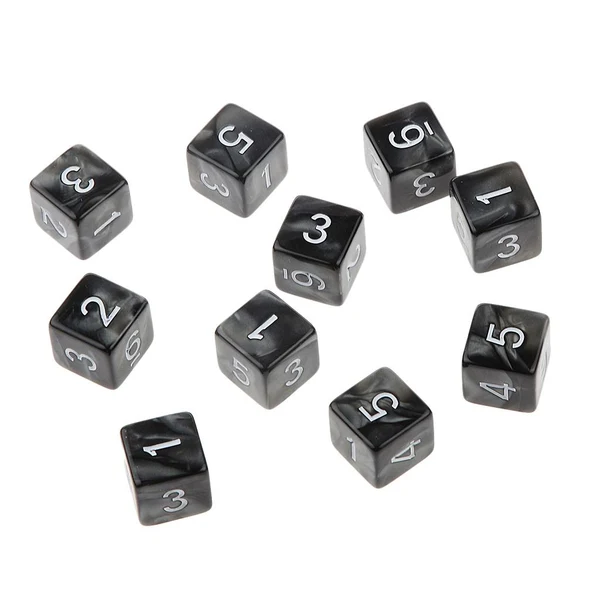 Responsible Maxbell Pack of 10pcs Pearl Black D6 Six Sided Game Dice D D TRPG Games Party Supplies Toys Consistent