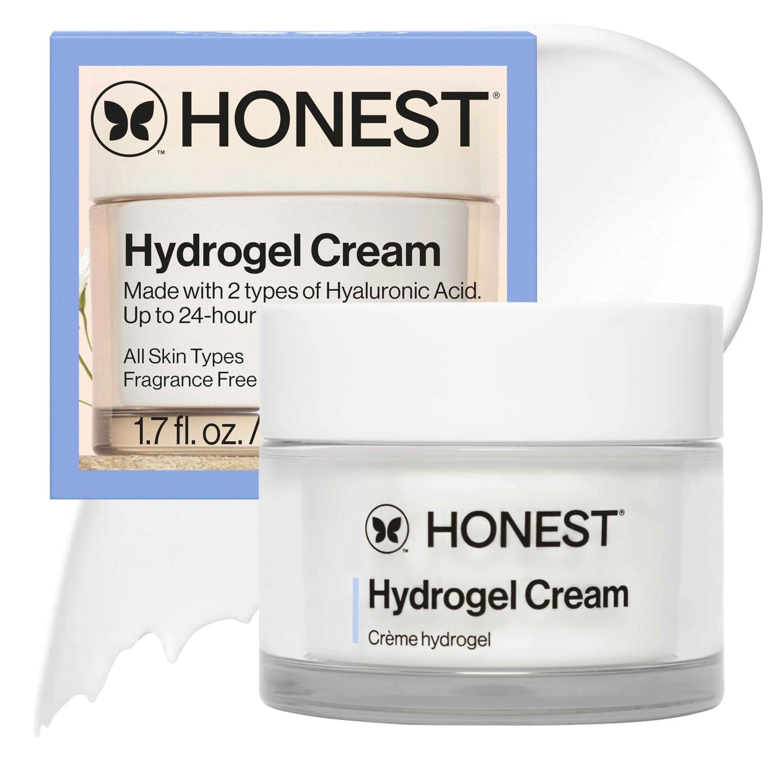 Proven Honest Beauty Hydrogel Cream with Hyaluronic Acid Lightweight Moisturizing Water Cream Gentle for Sensitive Skin Fragrance Vegan Secure