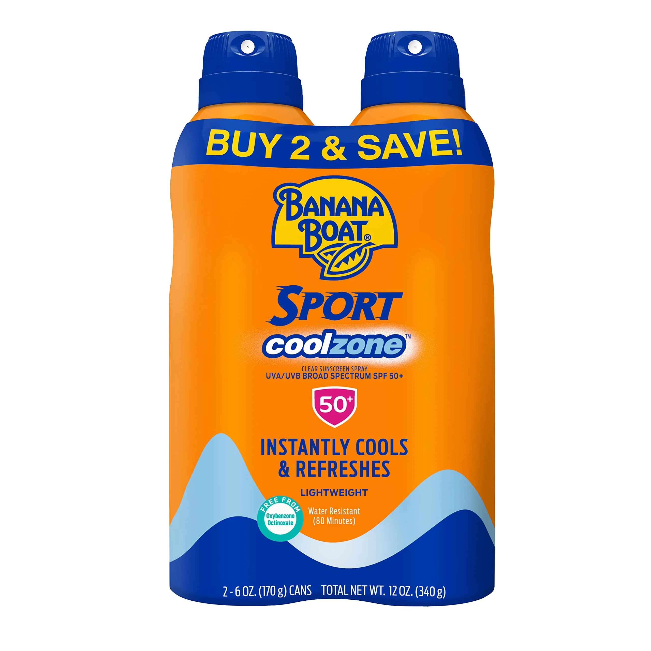 Quality Banana Boat Sport Cool Zone SPF 50 Sunscreen Spray Twin Pack Spray Sunscreen SPF 50 Sunblock Oxybenzone- 6oz each Unique